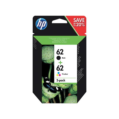 HP 62 ORIGINAL INK CARTRIDGE 4/4.5-ML BLACK/TRI-COLOR N9J71A