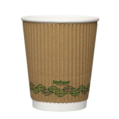 LEAFWARE KRAFT BROWN RIPPLE CUPS (12oz/341ml) x 500