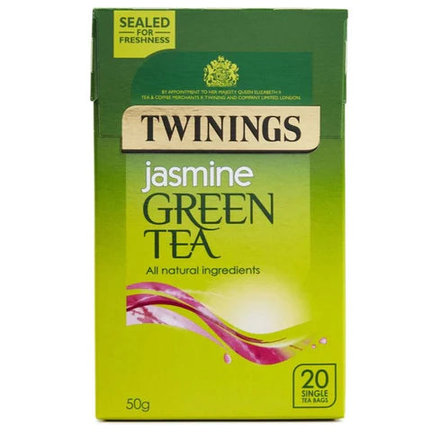 TWININGS GREEN TEA & JASMINE TAG & ENVELOPE TEA BAGS (20 bags)