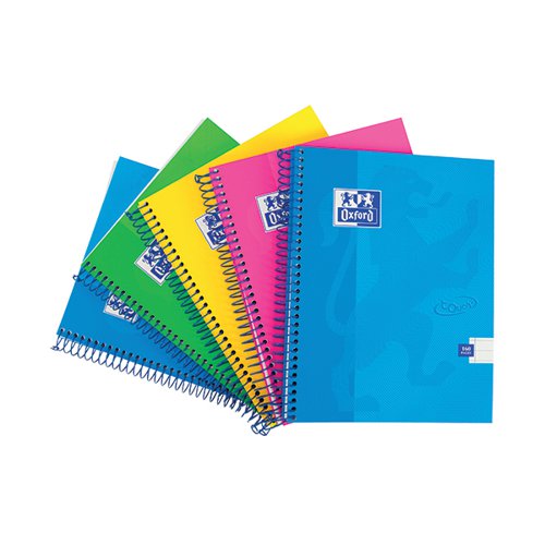 OXFORD TOUCH WIREBOUND HARDBACK NOTEBOOK A5 ASSORTED (5 PACK