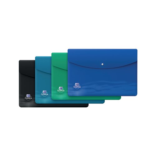 OXFORD OCEANIS PRESS STUD WALLET A4+ ASSORTED (PACK OF 4) 40