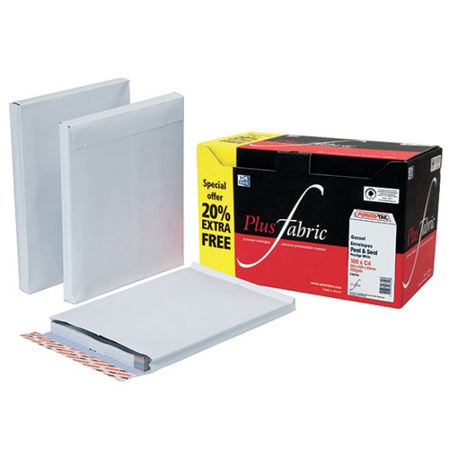 PLUS FABRIC GUSSET C4 ENVELOPES PEEL AND SEAL 120GSM WHITE (