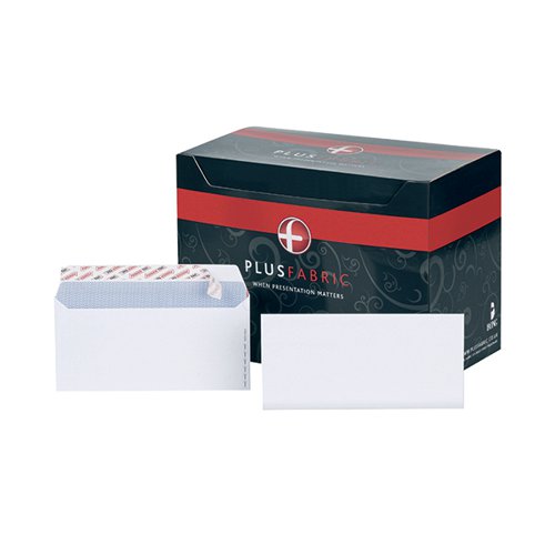 PLUS FABRIC DL ENVELOPES WALLET PEEL AND SEAL 120GSM WHITE (