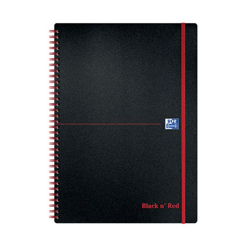 BLACK N' RED WIREBOUND POLYPROPYLENE NOTEBOOK 140 PAGES A4 (