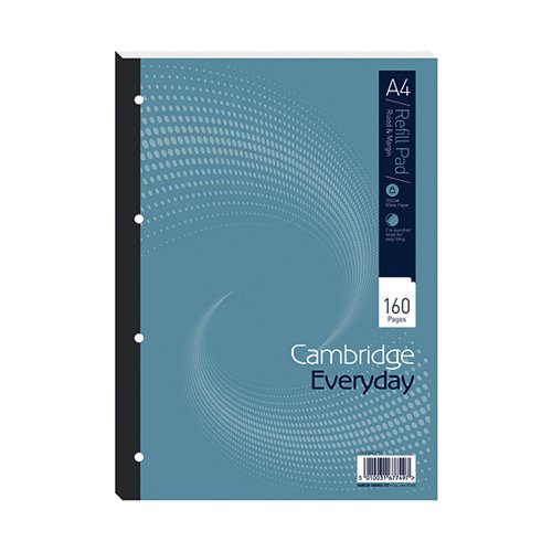CAMBRIDGE EVERYDAY RULED MARGIN REFILL PAD 160 PAGES A4 (PACK OF 5) 100080234