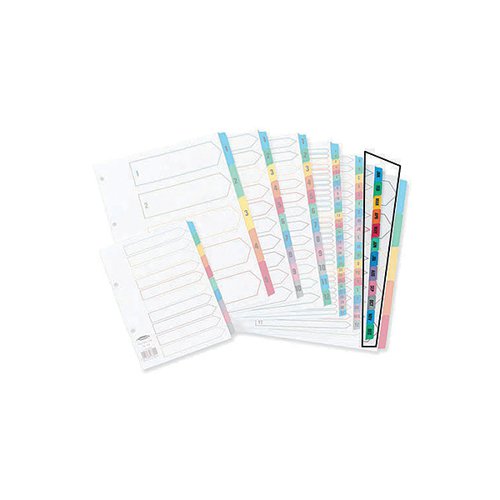 CONCORD INDEX A4 JANUARY-DECEMBER WHITE WITH MULTICOLOUR TAB