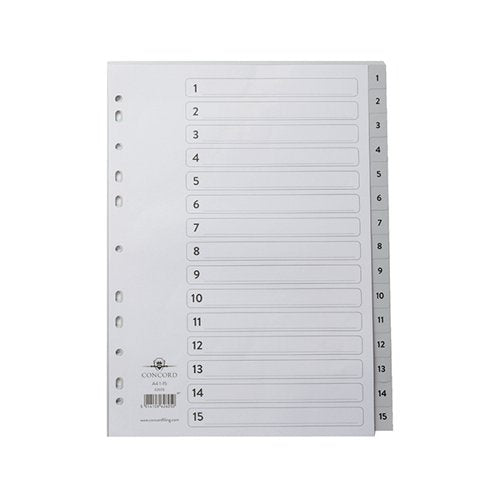 CONCORD 15-PART 1-15 INDEX POLYPROPYLENE A4 GREY 62605