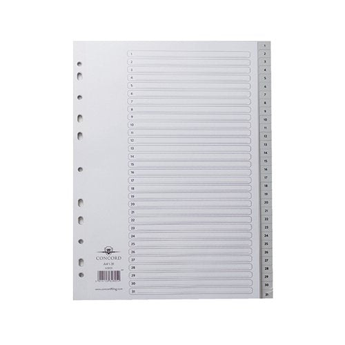 CONCORD 31-PART 1-31 INDEX POLYPROPYLENE A4 GREY 62805