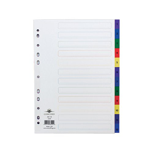 CONCORD 1-12 INDEX POLYPROPYLENE MULTICOLOURED A4 66499