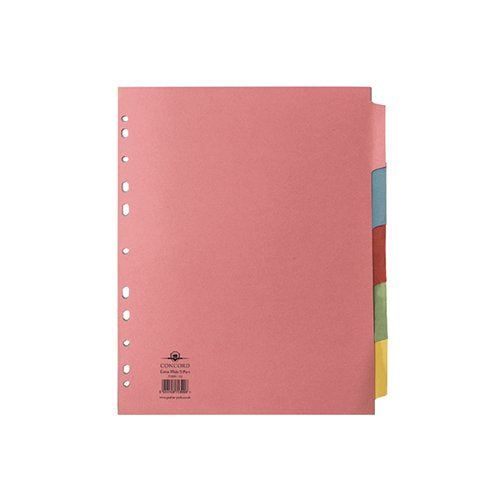CONCORD DIVIDER 5-PART A4 EXTRA WIDE PASTEL COLOURS 71399/J1