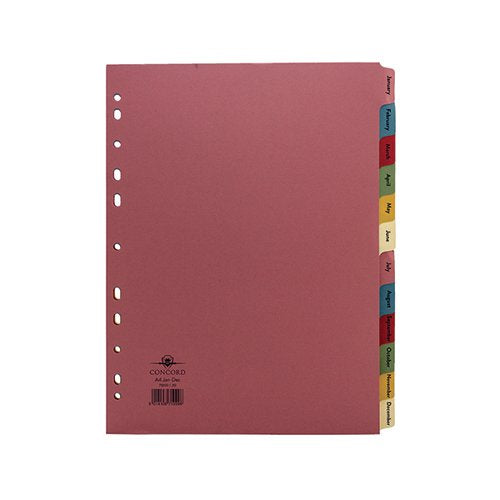 CONCORD DIVIDER JANUARY-DECEMBER A4 PASTEL (PACK OF 10) 7199