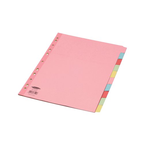 CONCORD REINFORCED DIVIDER 10-PART A4 160GSM PASTEL COLOURS