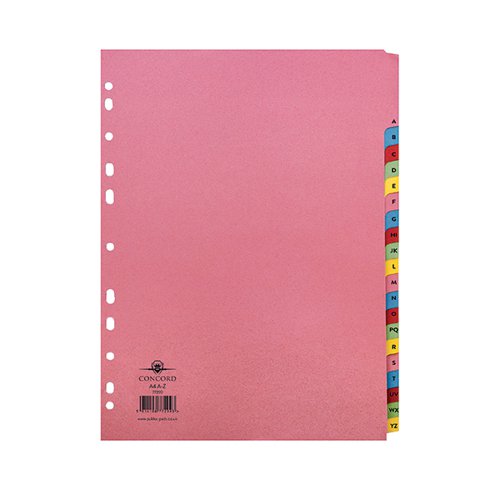 CONCORD 20-PART A-Z REINFORCED SUBJECT DIVIDER A4 ASSORTED 7