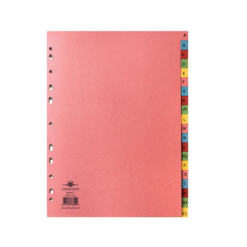 CONCORD INDEX A-Z 20-PART A4 PASTEL COLOURS 78602/AZ6