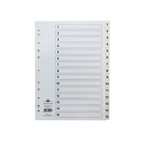 CONCORD CLASSIC INDEX 1-15 A4 WHITE BOARD WITH CLEAR MYLAR T