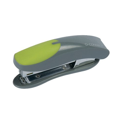 Q-CONNECT MINI PLASTIC STAPLER GREY/GREEN (CAPACITY: 12 SHEETS OF 80GSM PAPER) KF00991