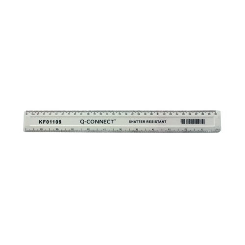 Q-CONNECT SHATTER RESISTANT RULER 30CM WHITE (PACK OF 10) KF01109Q