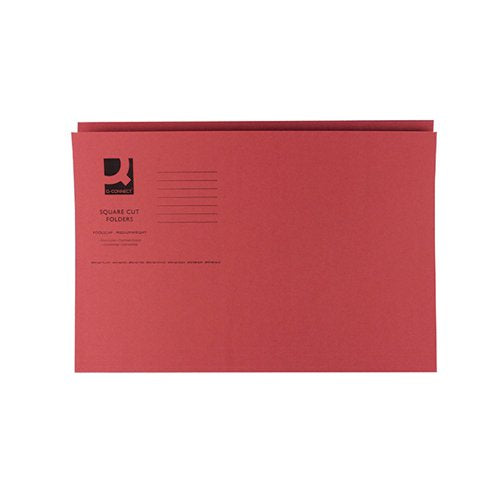 Q-CONNECT SQUARE CUT FOLDER MEDIUMWEIGHT 250GSM FOOLSCAP RED (PACK OF 100) KF01186
