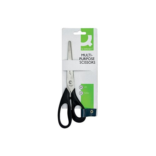 Q-CONNECT ERGONOMIC ALL PURPOSE SCISSORS 210MM STAINLESS STEEL BLADES BLACK HANDLE CKF01227