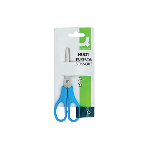 Q-CONNECT ERGONOMIC ALL PURPOSE SCISSORS 130MM STAINLESS STEEL BLADES RED OR BLUE HANDLE CKF01229