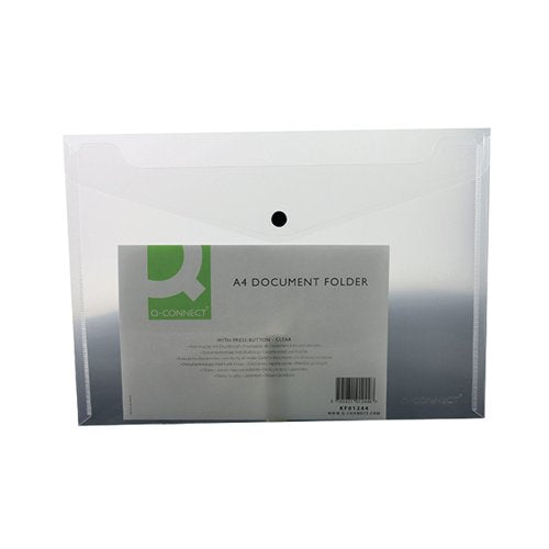 Q-CONNECT POLYPROPYLENE DOCUMENT FOLDER A4 CLEAR (PACK OF 12) KF01244Q