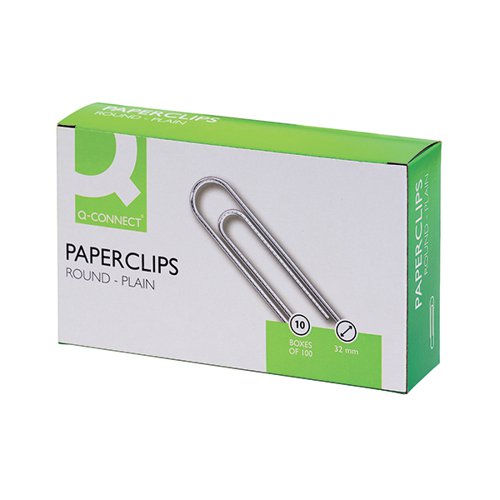 Q-CONNECT PAPERCLIPS PLAIN 32MM 100 PER BOX (10 PACK) KF01314Q