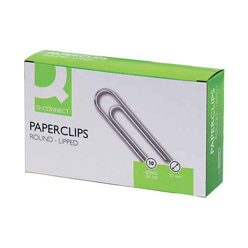 Q-CONNECT PAPERCLIPS LIPPED 32MM (PACK OF 1000) KF01316Q
