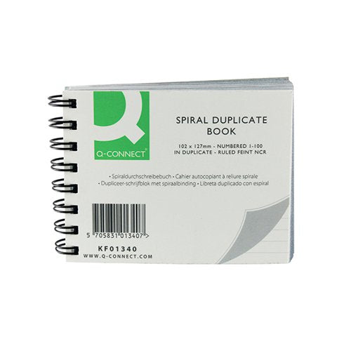Q-CONNECT FEINT RULED WIREBOUND DUPLICATE BOOK 102X127MM KF0