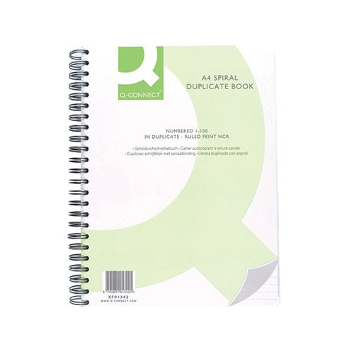 Q-CONNECT FEINT RULED WIREBOUND DUPLICATE BOOK A4 KF01342