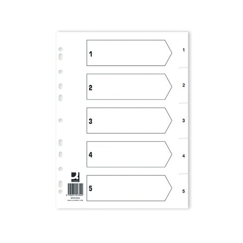 Q-CONNECT INDEX 1-5 POLYPROPYLENE WHITE (25 PACK) KF01352Q