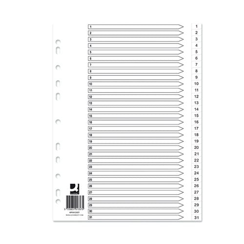 Q-CONNECT INDEX 1-31 POLYPROPYLENE WHITE (10 PACK) KF01357Q