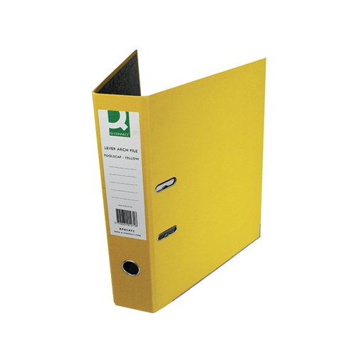 Q-CONNECT LEVER ARCH FILE PAPERBACKED FOOLSCAP YELLOW (PACK OF 10) KF01471