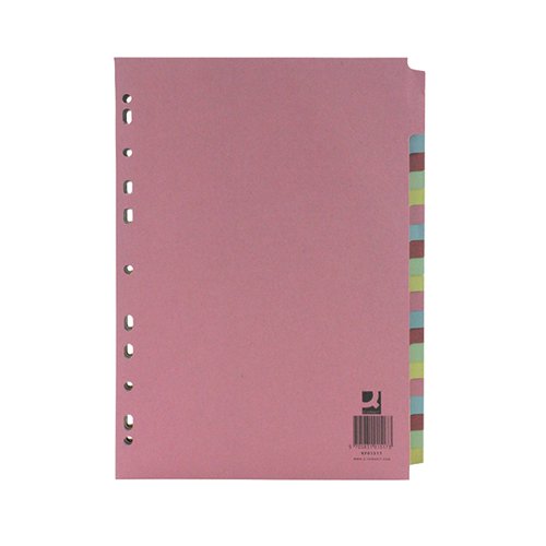 Q-CONNECT 20-PART SUBJECT DIVIDER MULTI-PUNCHED A4 KF01517