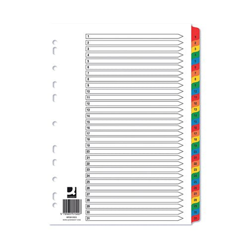 Q-CONNECT 1-31 INDEX MULTI-PUNCHED REINFORCED BOARD MULTI-CO