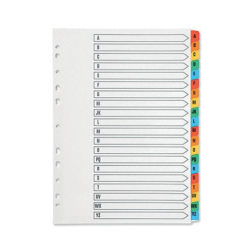 Q-CONNECT INDEX A4 MULTI-PUNCHED A-Z 20-PART REINFORCED KF01523