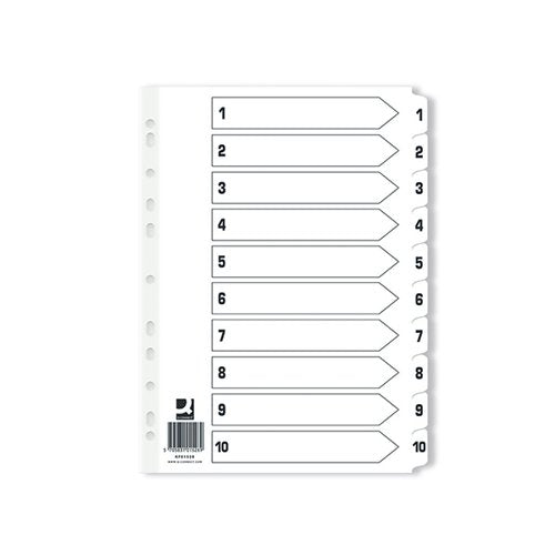 Q-CONNECT INDEX 1-10 BOARD REINFORCED WHITE (25 PACK) KF01528Q