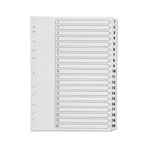 Q-CONNECT 1-20 INDEX MULTI-PUNCHED REINFORCED BOARD CLEAR TA