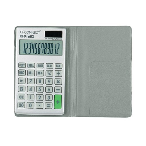 Q-CONNECT SILVER LARGE 12-DIGIT POCKET CALCULATOR KF01603
