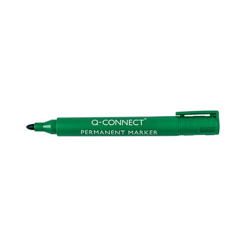 Q-CONNECT PERMANENT MARKER PEN BULLET TIP GREEN (PACK OF 10) KF01773