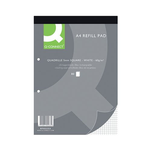 Q-CONNECT QUADRILLE RULED HEAD BOUND REFILL PAD 160 PAGES A4