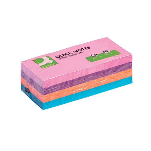 Q-CONNECT RAINBOW BRILLIANT PAD 38X51MM 100 SHEETS ASSORTED