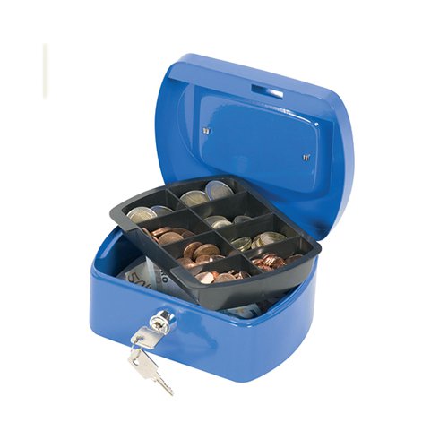 Q-CONNECT CASH BOX 6 INCH BLUE KF02608