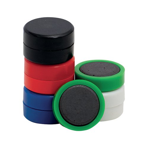 Q-CONNECT ROUND MAGNET 25MM ASSORTED (10 PACK) KF02643