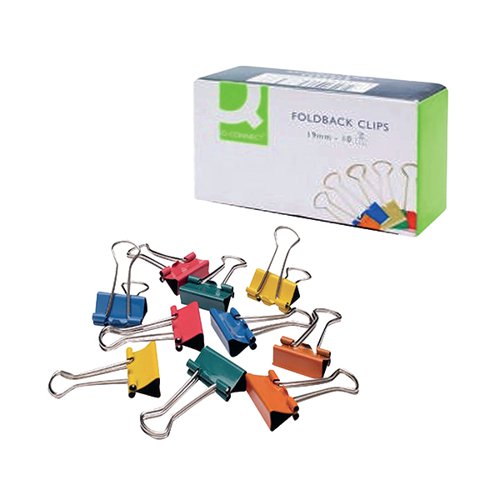 Q-CONNECT FOLDBACK CLIP 19MM ASSORTED (PACK OF 10) KF03651