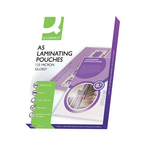 Q-CONNECT A5 LAMINATING POUCH 250 MICRON (PACK OF 100) KF04108