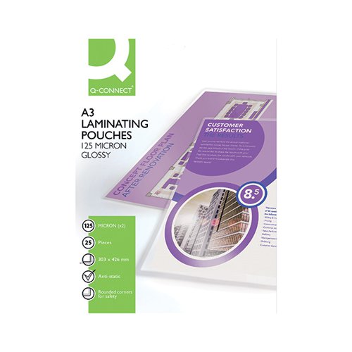 Q-CONNECT A3 LAMINATING POUCH 250 MICRON (PACK OF 25) KF0412