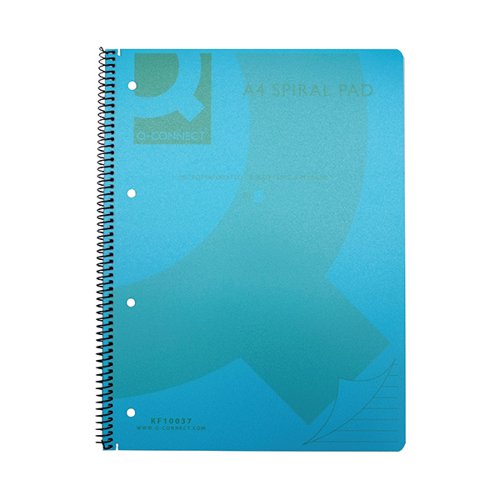 Q-CONNECT SPIRAL BOUND POLYPROPYLENE NOTEBOOK 160 PAGES A4 B