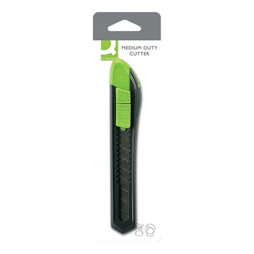 Q-CONNECT MEDIUM DUTY 18MM CUTTING KNIFE BLACK/GREEN M80BC