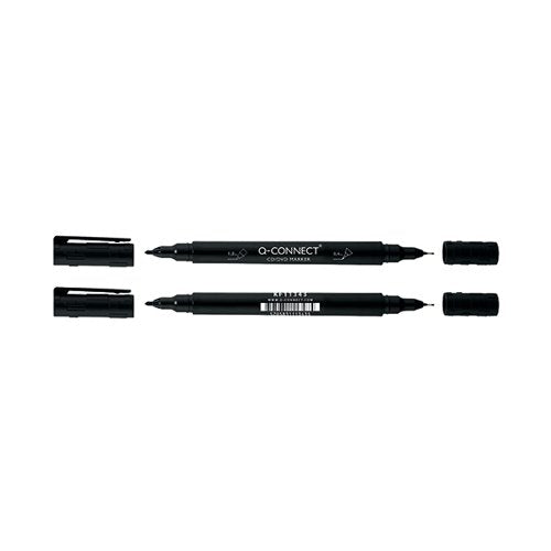 Q-CONNECT DUAL TIP MARKER PEN BLACK (PACK OF 10) 96082000