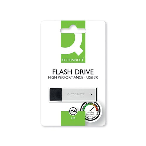 Q-CONNECT BLACK/SILVER USB 3.0 HIGH PERFORMANCE 256GB FLASH DRIVE KF11510